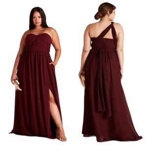 NEW Birdy Grey Grace Convertible Chiffon Bridesmaid Dress in Cabernet Size XL